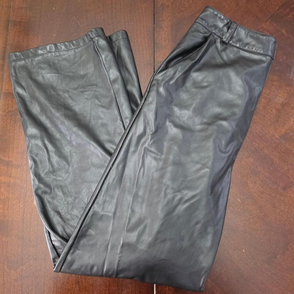 Black Faux Leather Wide Leg Pants